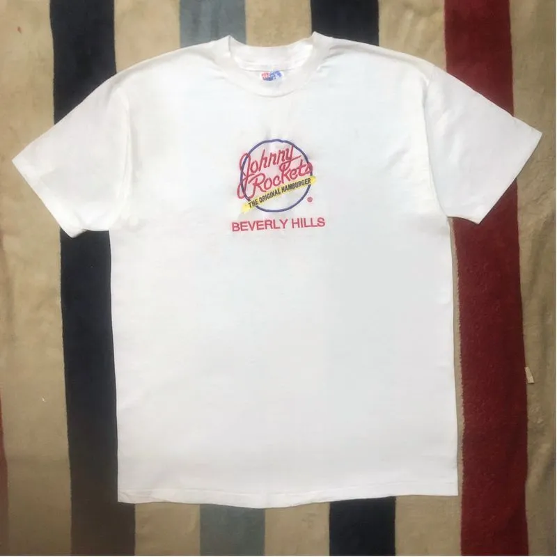 Vintage 90s Johnny Rockets Embroidered Single-Stitch T-Shirt photo 1