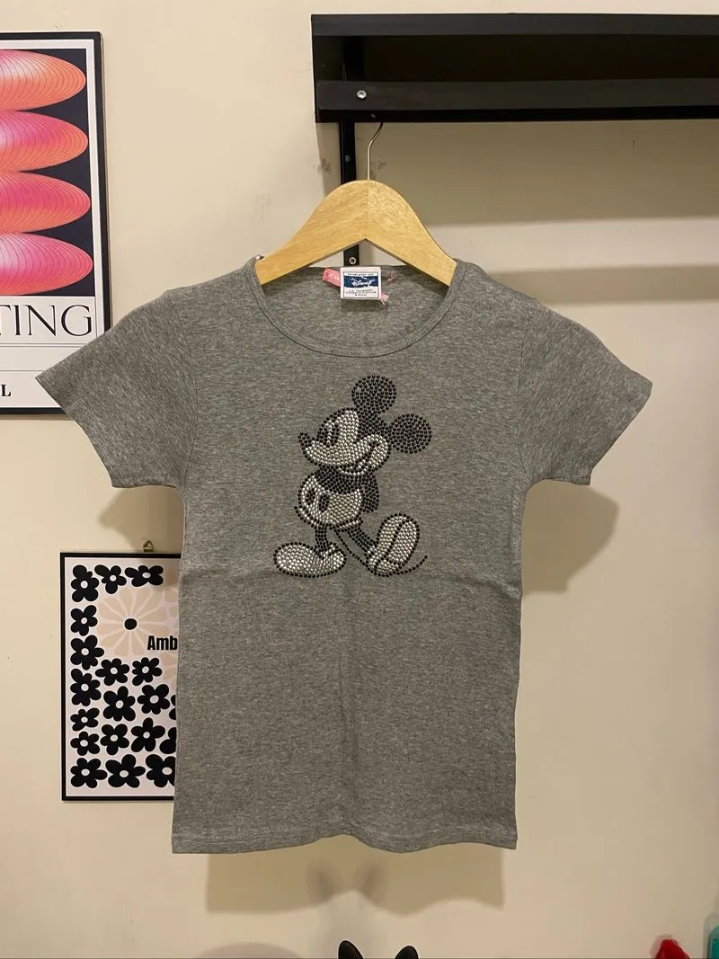 Disney Mickey Mouse Rhinestone Graphic T-Shirt Grey photo 1