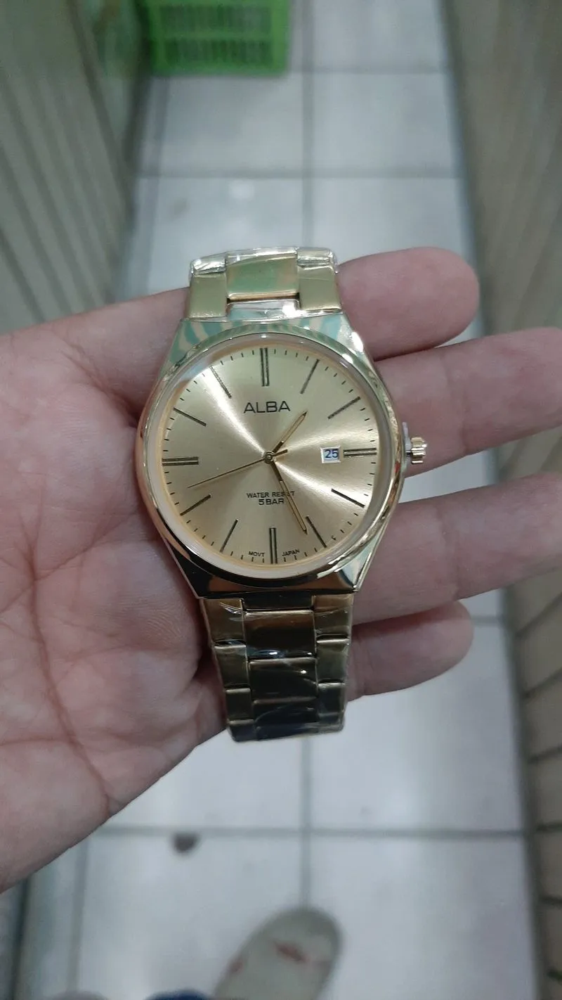 Jam tangan pria quartz gold alba stenlis steel elegan photo 1