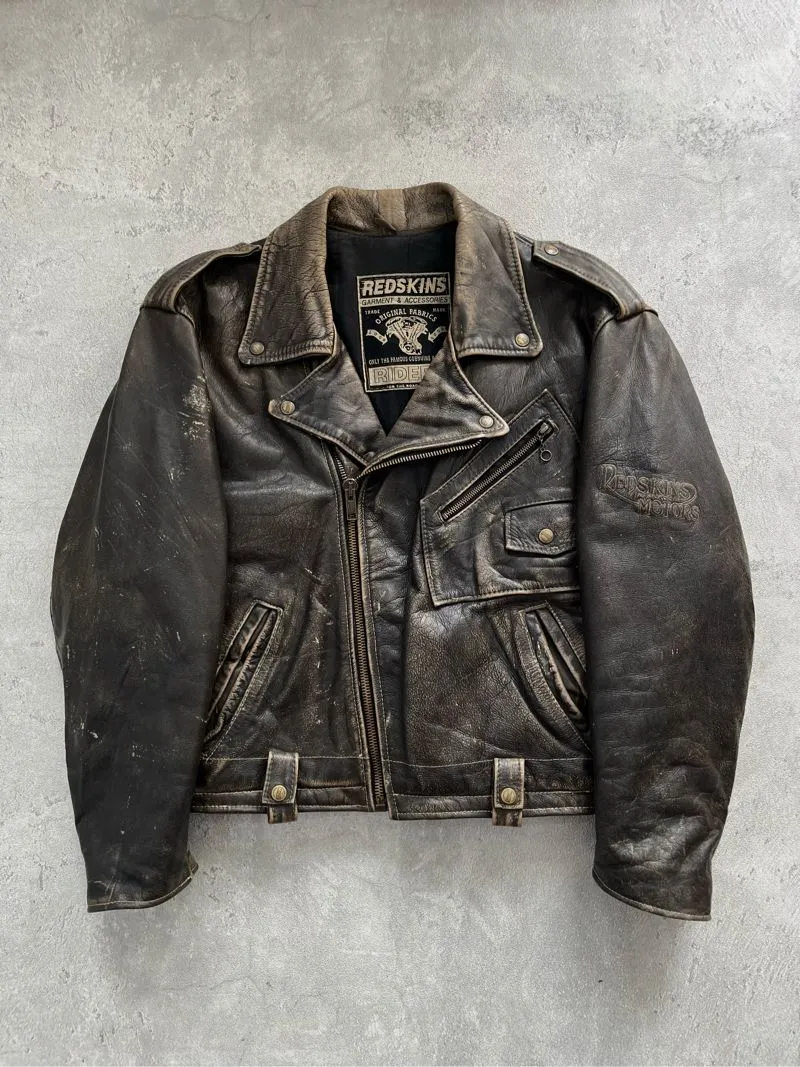 Vintage Biker Leather jacket Pria black photo 1