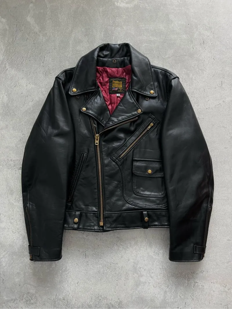 Vintage Biker Leather jacket Pria black photo 1