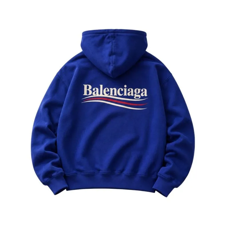 Hoodie balenciaga blue  campaign logo luxury  photo 1