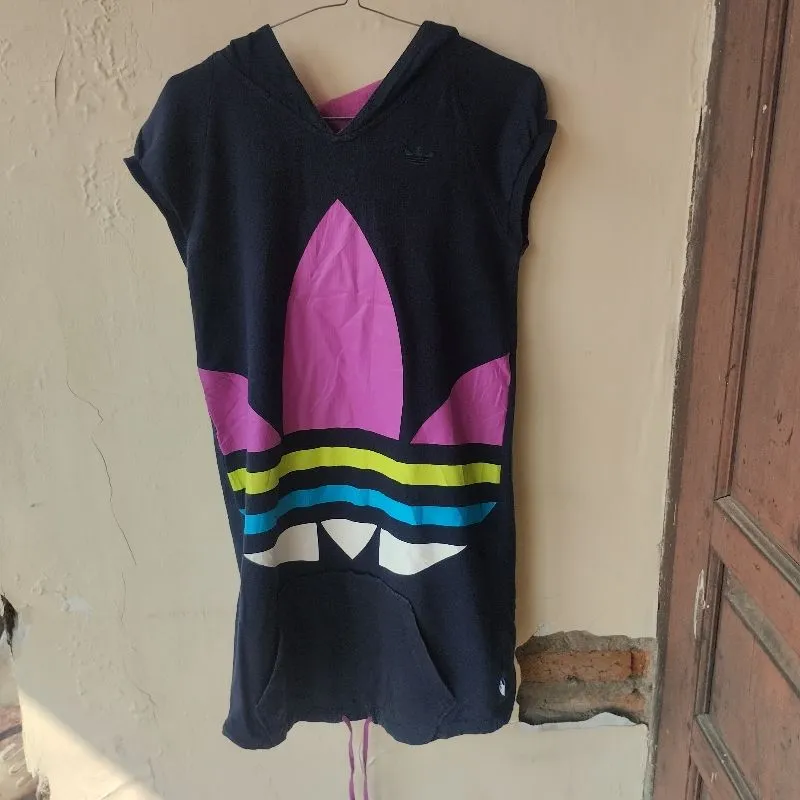 Midi dress Hoodie Adidas Big logo Vintage Original photo 1