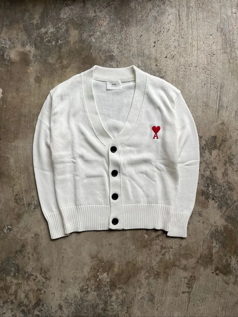 AMI V Neck Cardigan White photo 1