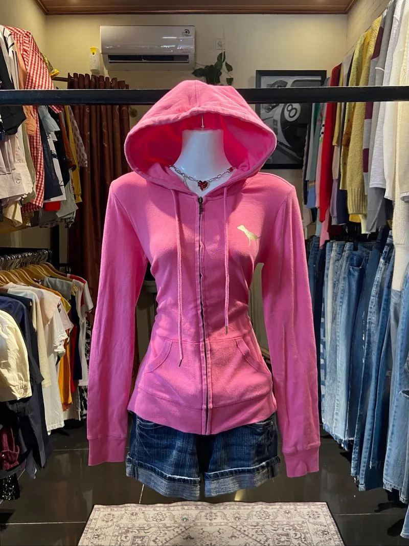Pink Fitted Zipup hoodie photo 1
