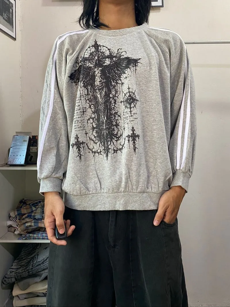 Sweatshirt boxy oversized gray Wearcy custom rework photo 1