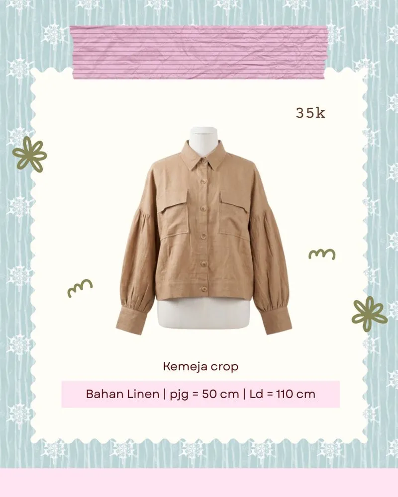 Kemeja crop brown photo 1