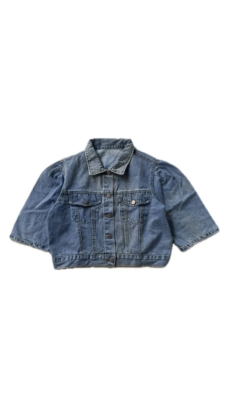 CROP PUFF DENIM photo 1