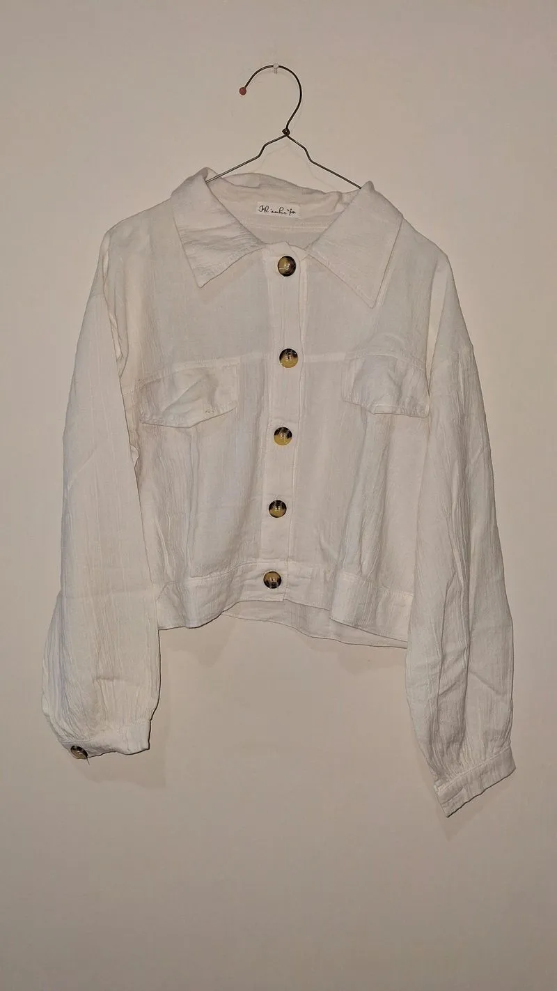 Shacket Putih Crop Korean Style | Outer Linen Wanita | Like  photo 1