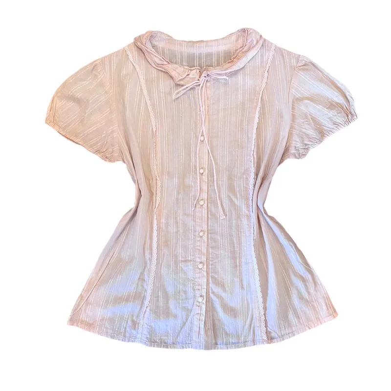 Y2K Coquette Blouse Wanita pink photo 1