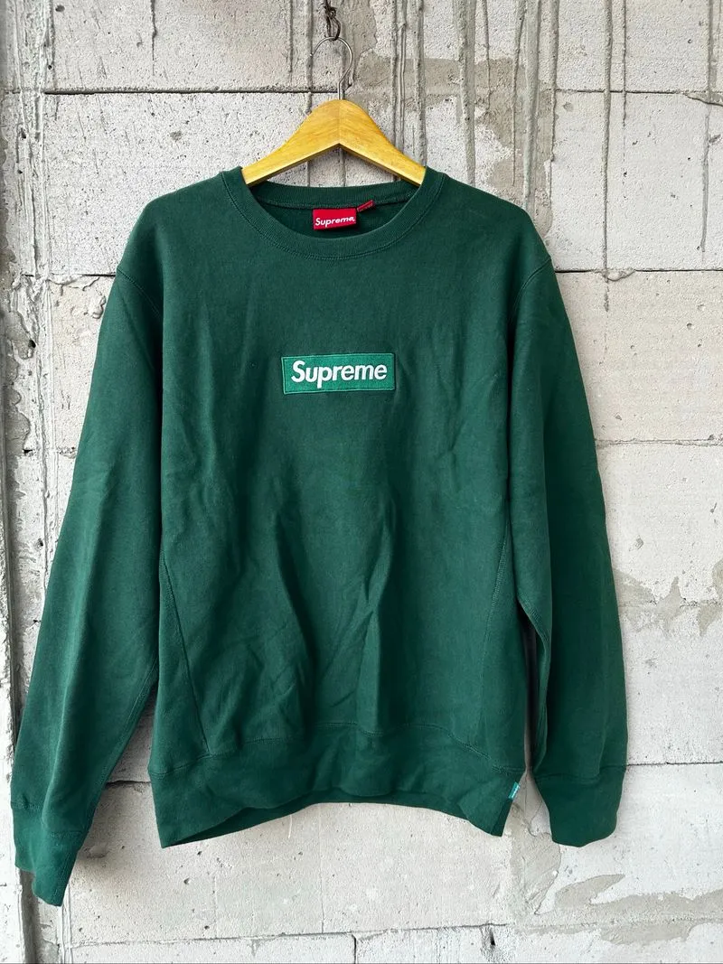 crewneck supreme box logo green photo 1