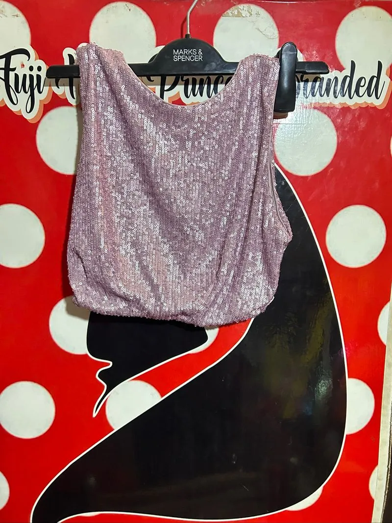 lilac sequin croptop h&m photo 1