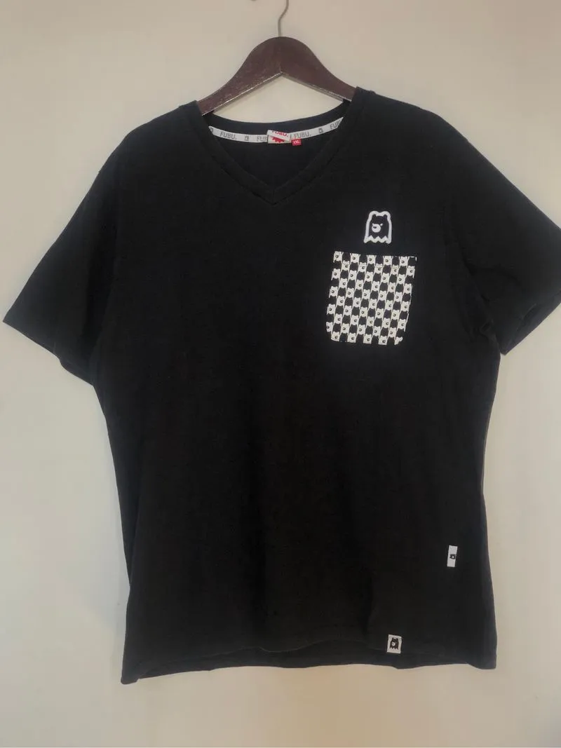 Vintage Y2K FUBU Bear Tee Checkered V-neck pocket t-shirt photo 1
