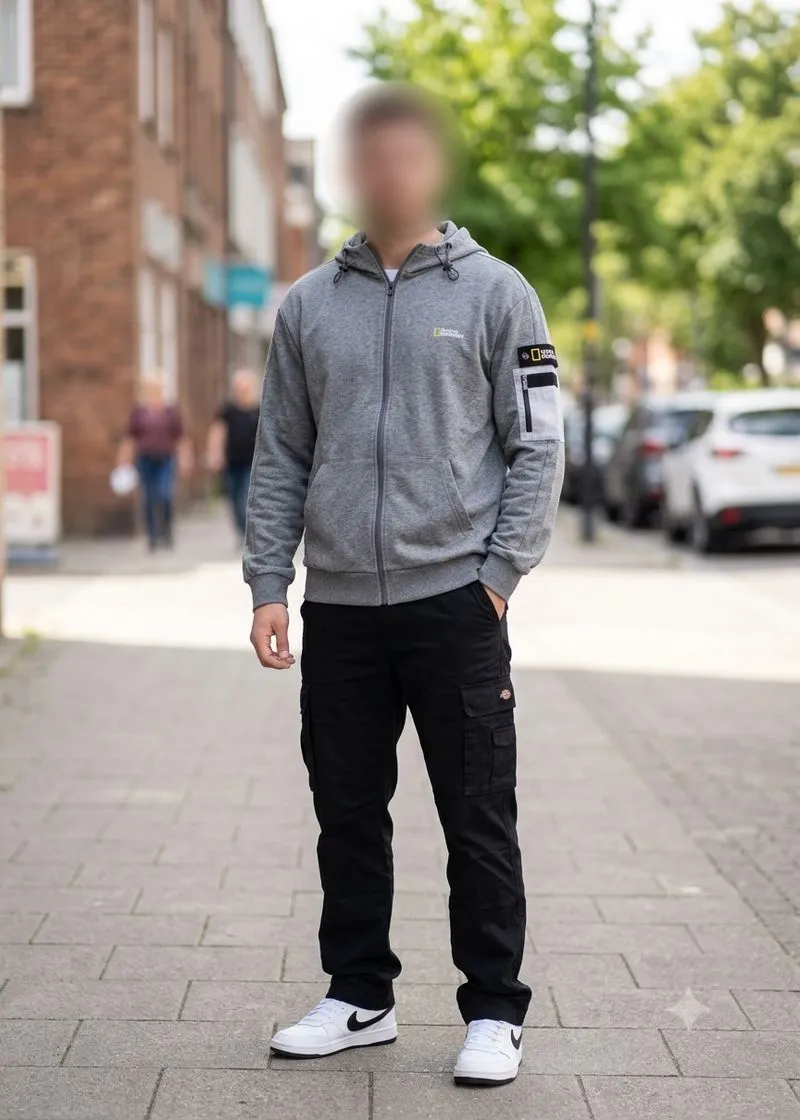 Hoodie Zipper National Geographic Side Pocket Grey Style photo 1