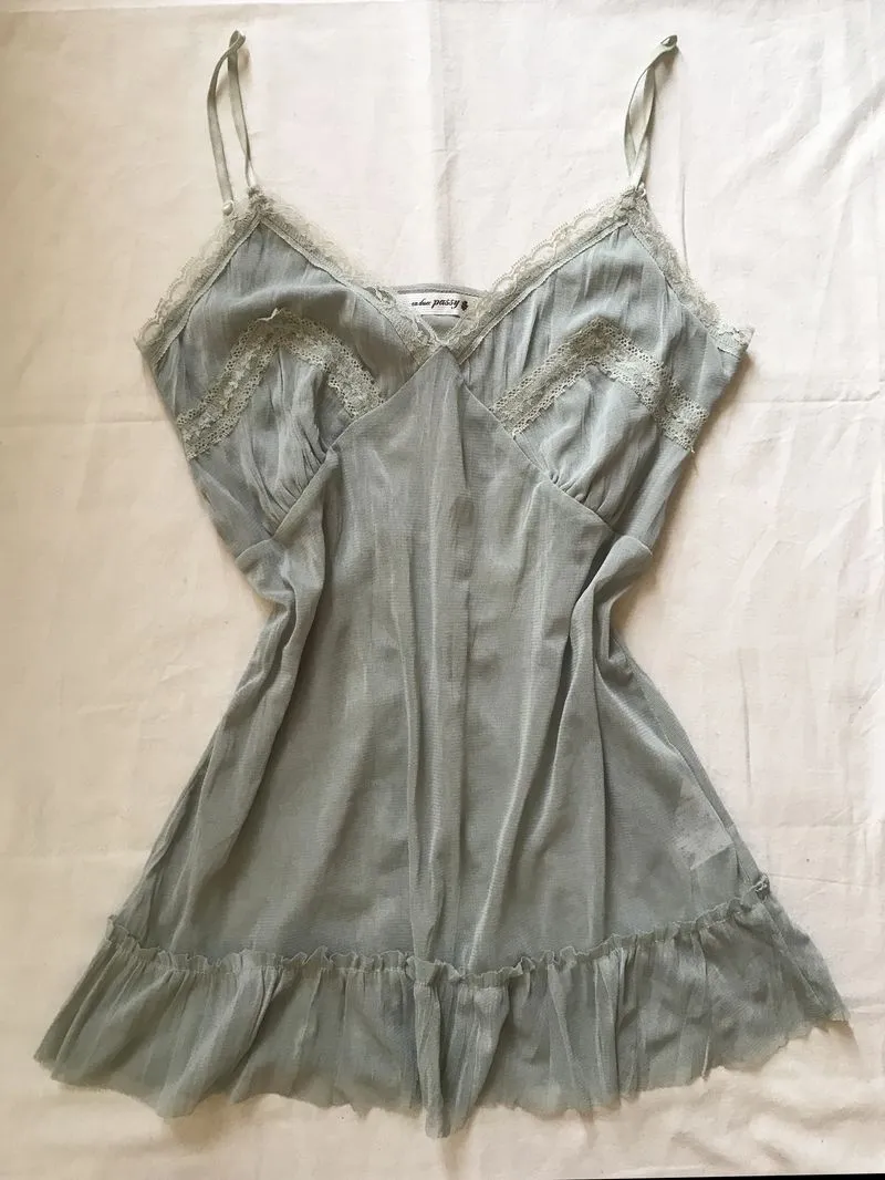 Sage Green Babydoll Lace Cami Slip Dress  photo 1