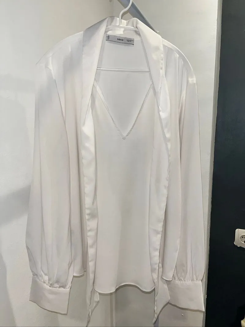 Mango Lace Flowy Blouse | Off White photo 1