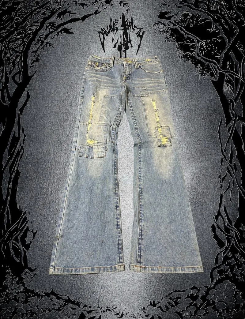 ✮ Vintage Flare Jeans Blue Blue Disstresed Lowwaist ✮ photo 1