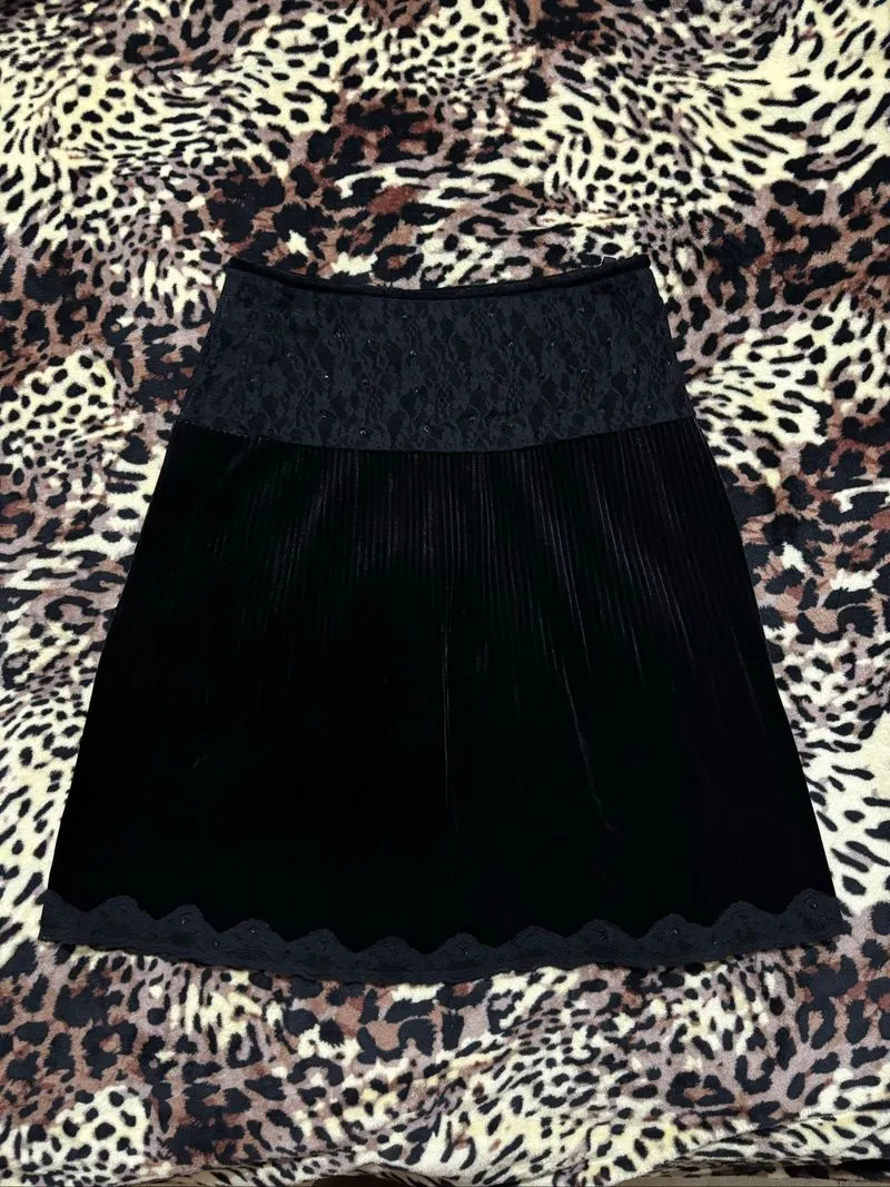 velvet y2k lace midi skirt  photo 1