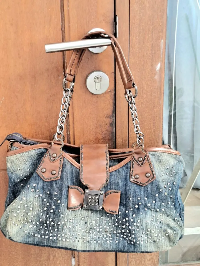 ((AVAIL)) Tas Shoulder Bag Wanita Denim Biru Tua Y2K Vintage photo 1