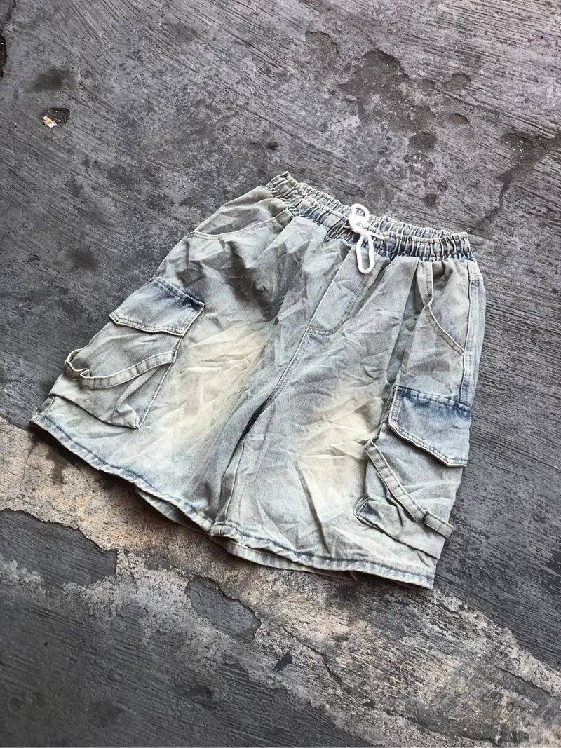Blue cargo baggy jorts photo 1