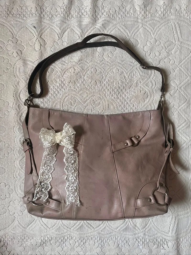 Taupe Leather Hobo Bag photo 1