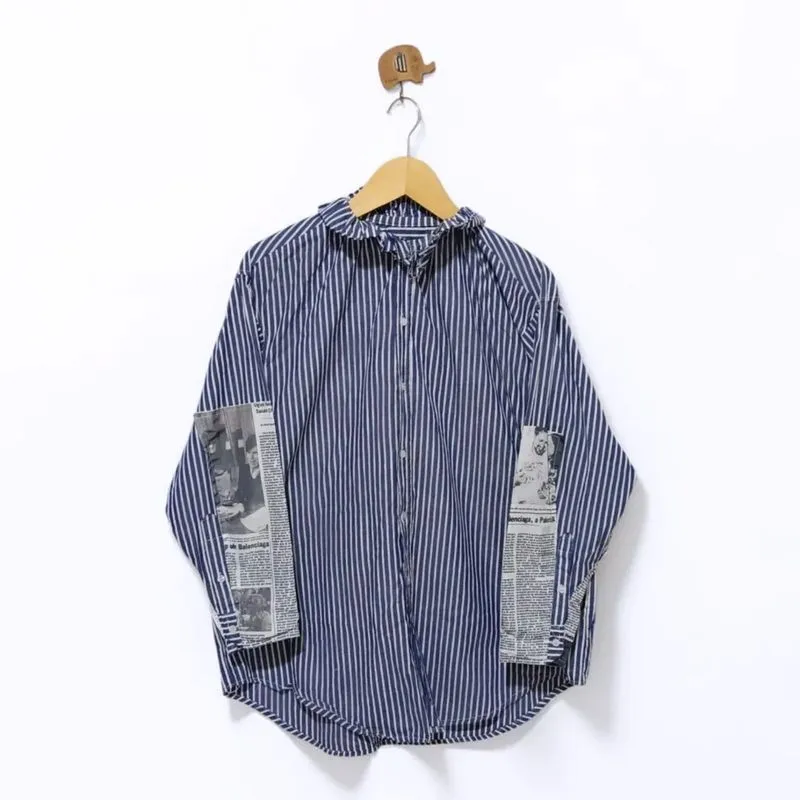 Balenciaga 2018 Striped Shirt Logo Letter Newspaper Design L photo 1