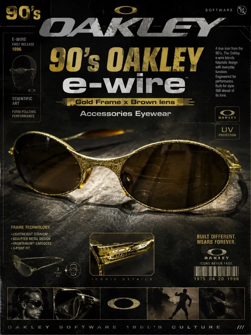 90’s oakley e wire gold frame brown lens photo 1
