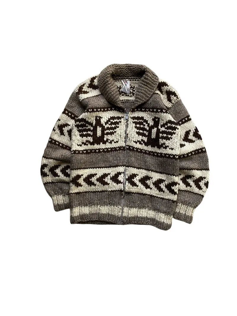70's Cowichan Indian Native Thunderbord Boho Chic Knit Sweat photo 1