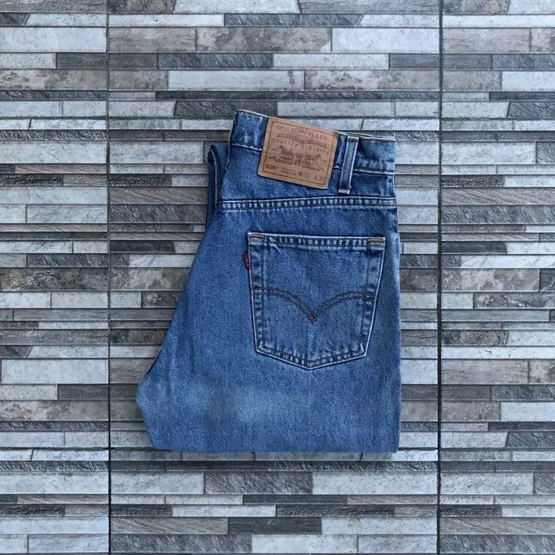 LEVI'S LOT. 505 90s REGULAR STRAIGHT FIT BLUE WASHED JEANS photo 1