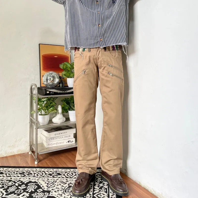 90’s double waist khaki western Straight fit photo 1