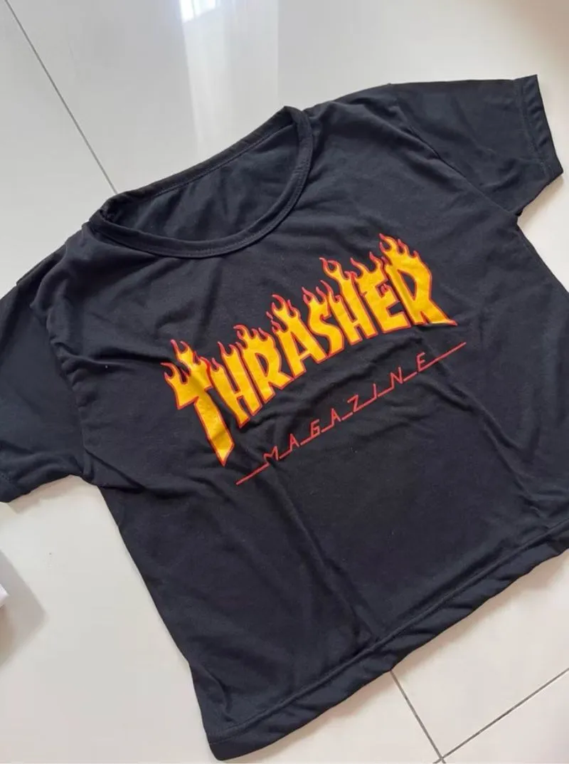 kaos crop top wanita thrasher photo 1