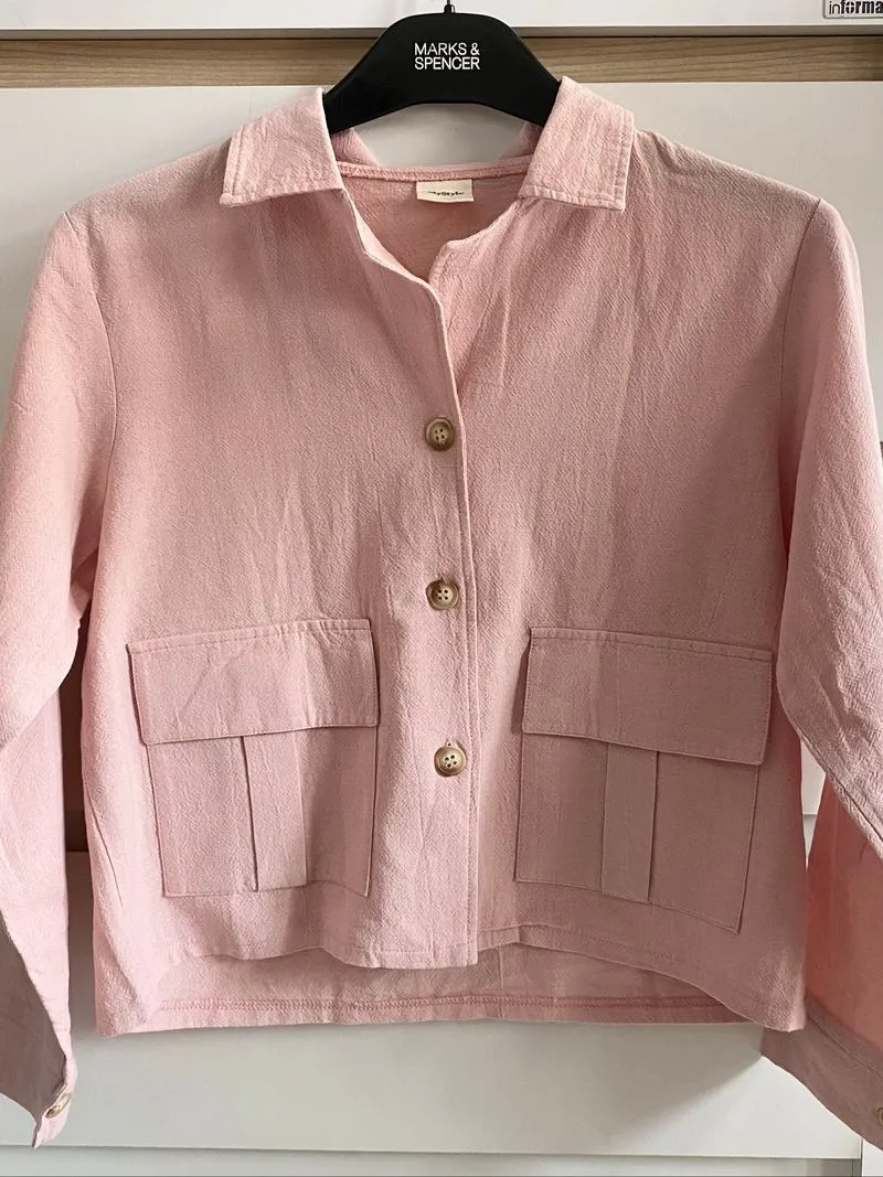 Pink Cropped Utility Jacket photo 1