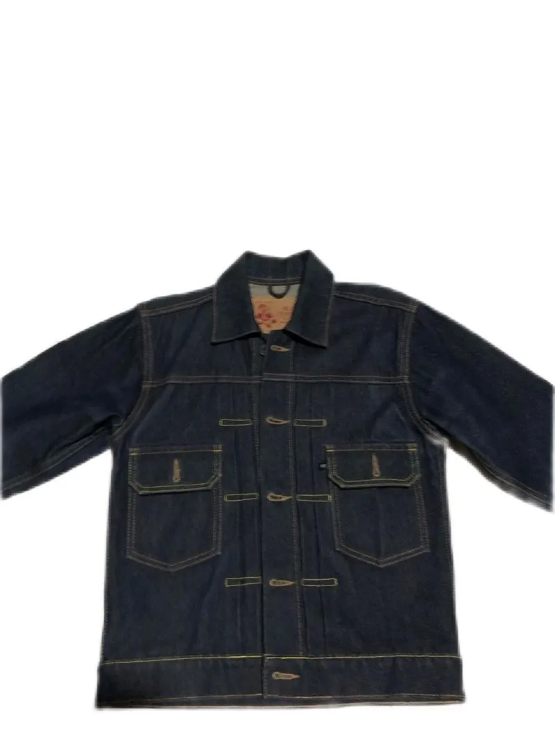 Vintage Streetwear Denim jacket Pria navy black photo 1