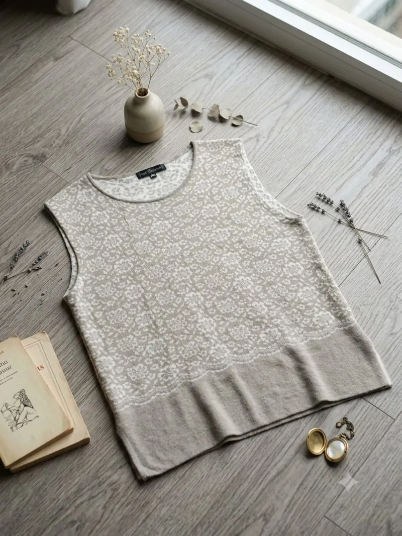 Knit Vest / Rompi Rajut Motif Floral Vintage photo 1
