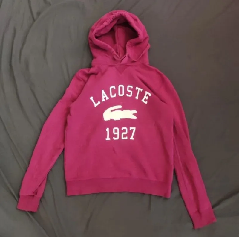 Lacoste Vintage Streetwear Hoody Pria burgundy photo 1