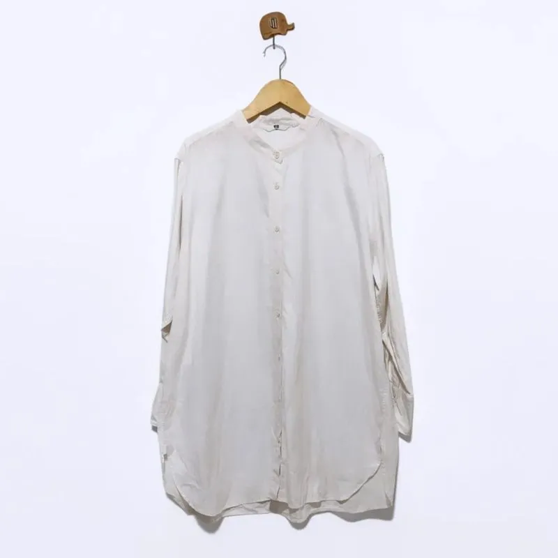 Uniqlo Cotton Shanghai Collar White Longsleeve Shirt Origina photo 1