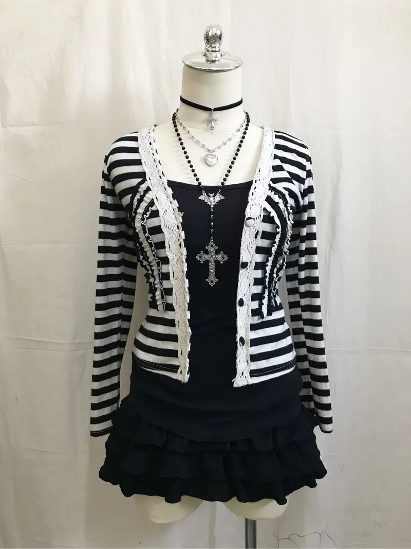 Emo Grunge Striped Cardigan photo 1