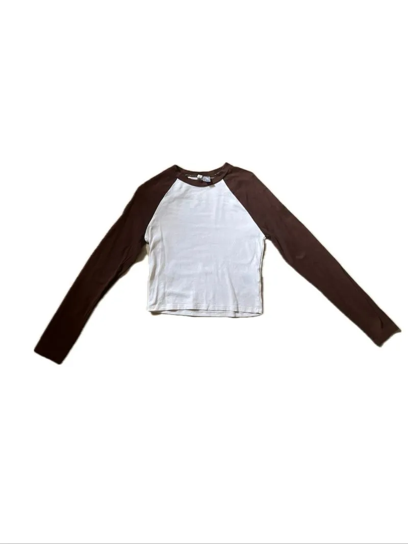 H&M White & Brown Long Sleeve Shirt photo 1