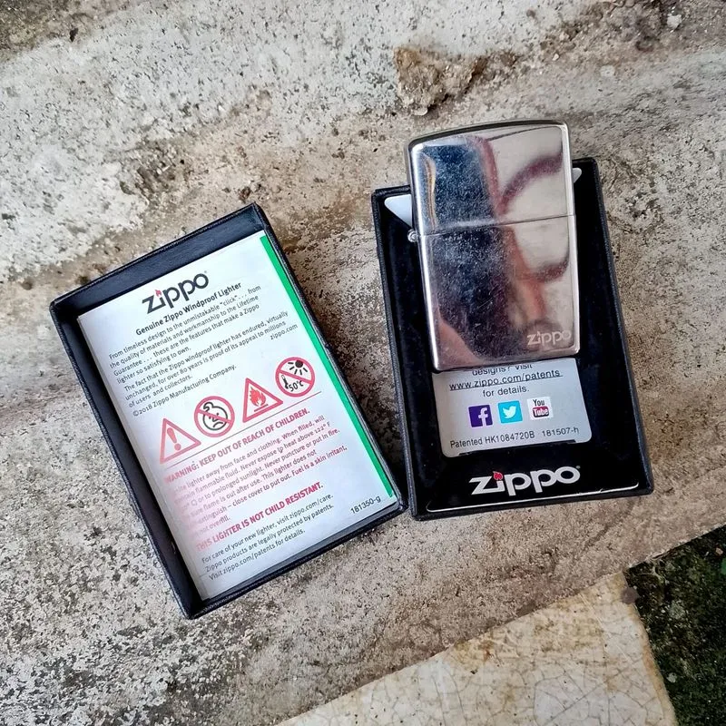 Zippo Lighter Silver Logo Ice Glossy Classic photo 1