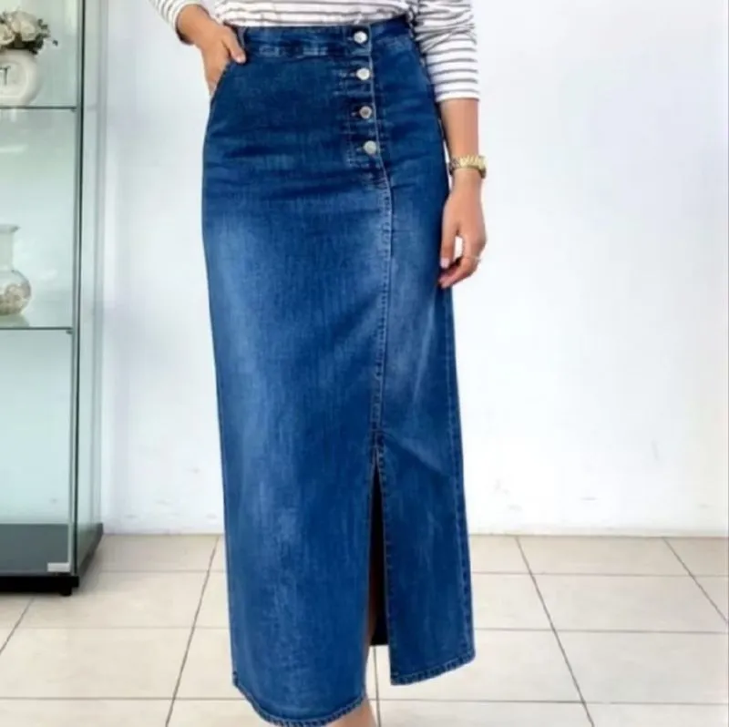 Rok jeans wanita panjang  photo 1