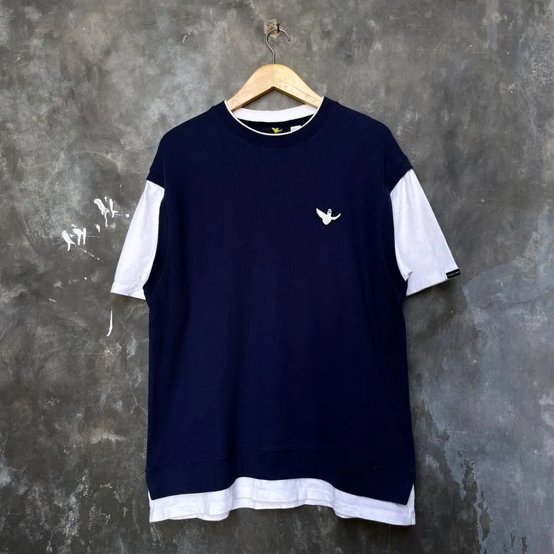Mark Gonzales Streetwear Minimalist T-shirt Pria white navy photo 1