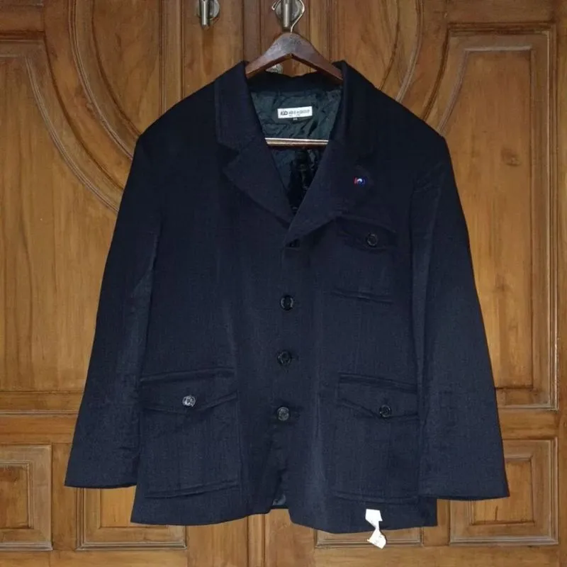 KD Blazer Seragam Pria Blue Black Salur Bigsize LD 128 photo 1