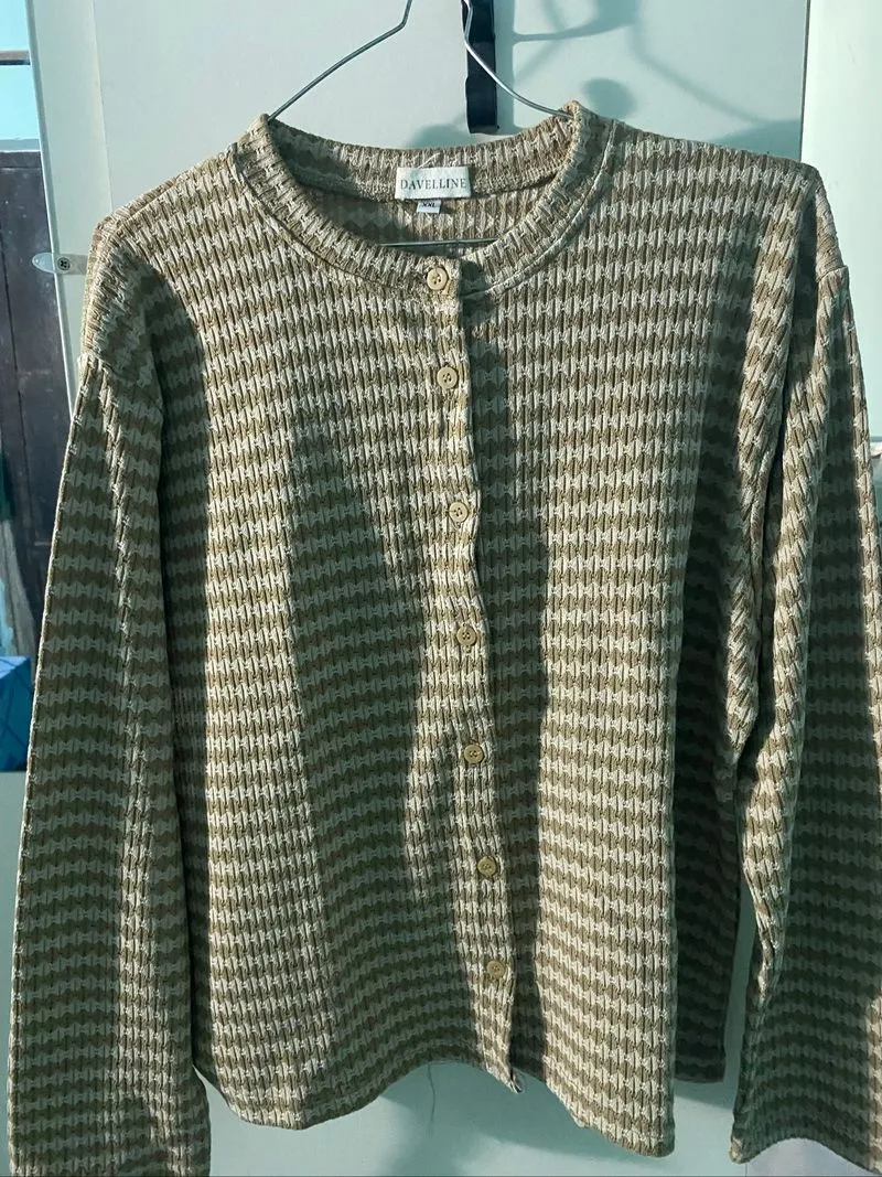 Cardigan knit crop kancing photo 1