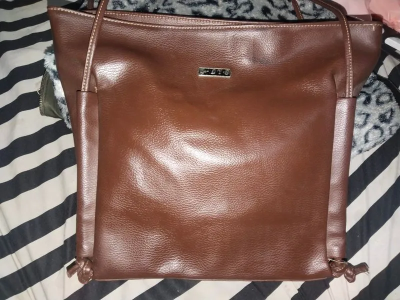 G-LYS Dark Brown Faux Leather Tote Bag photo 1