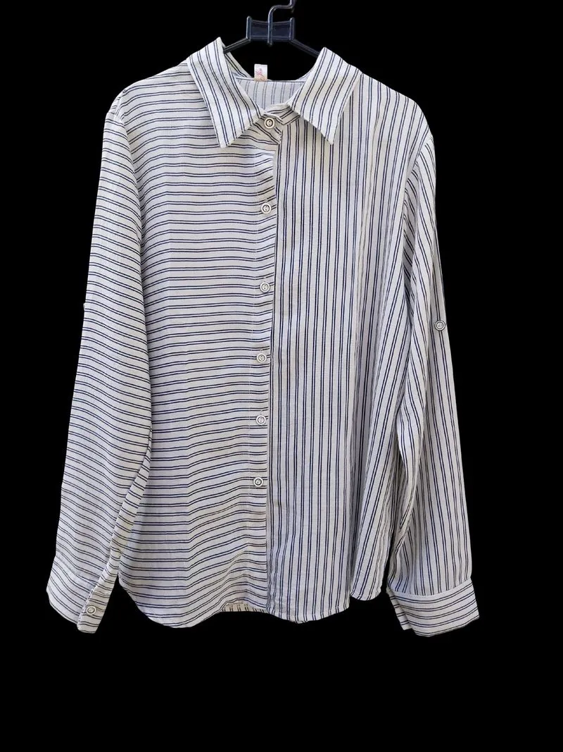 Kemeja Lengan Panjang Motif Salur photo 1