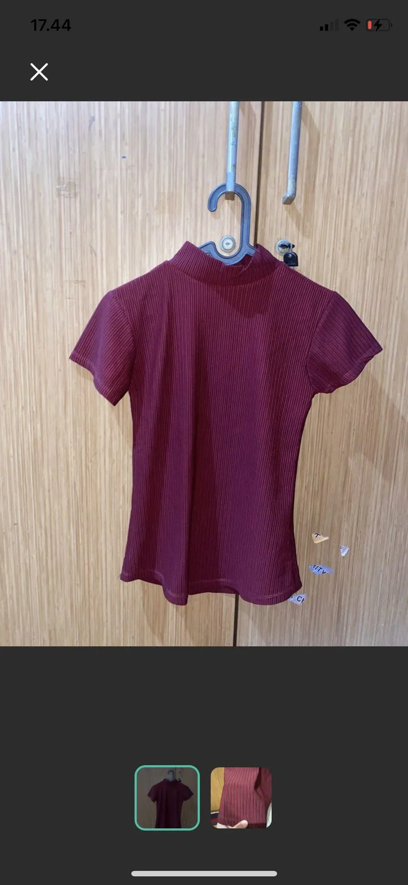 Casual T-shirt Wanita burgundy photo 1