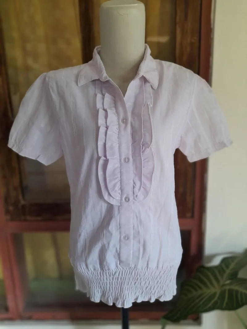 Blouse crop berkerah bahan katun stretch 🍊 Rp. 11.500 photo 1