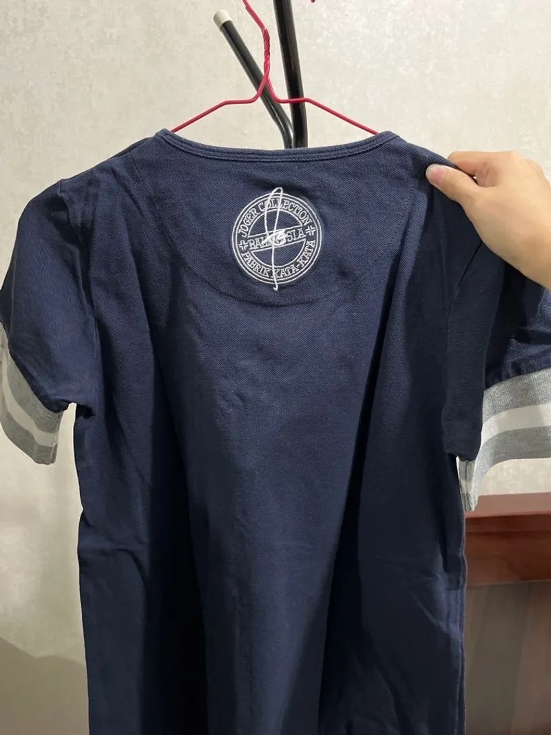 Minimalist Casual Shirt dress Wanita navy photo 1