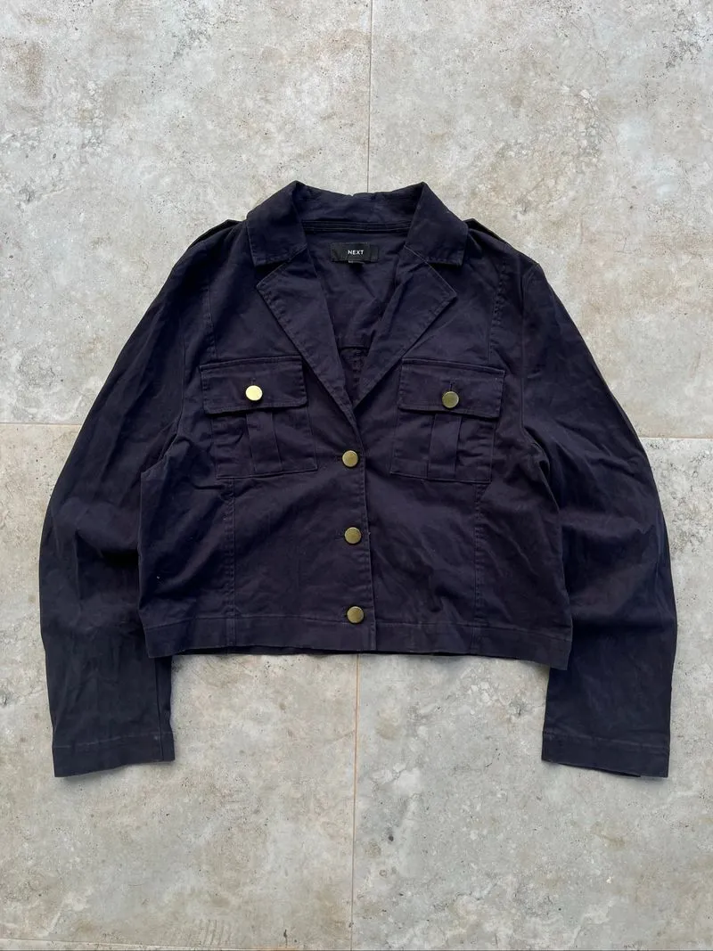 Next Navy Blue Button Boxy Jacket photo 1
