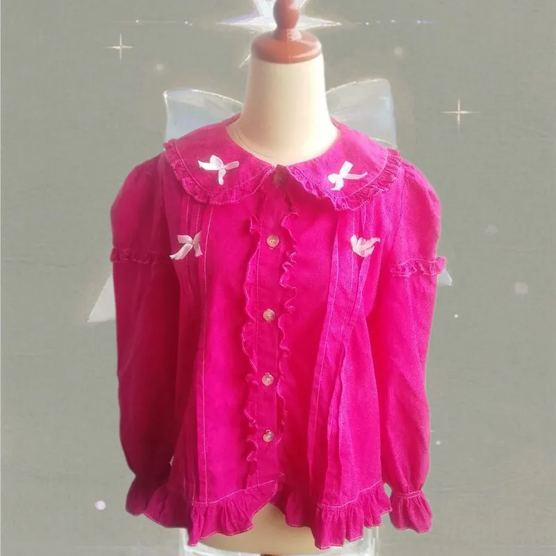 Lolita blouse pink babydoll kawaii cute ribbon coquette core photo 1